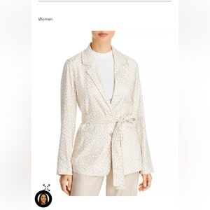 T. Tahari printed belted blazer. Cream with beige. New with tags.